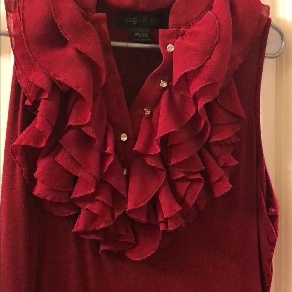 Red ruffle blouse